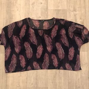 Forever 21 Sheer Feather Print Top